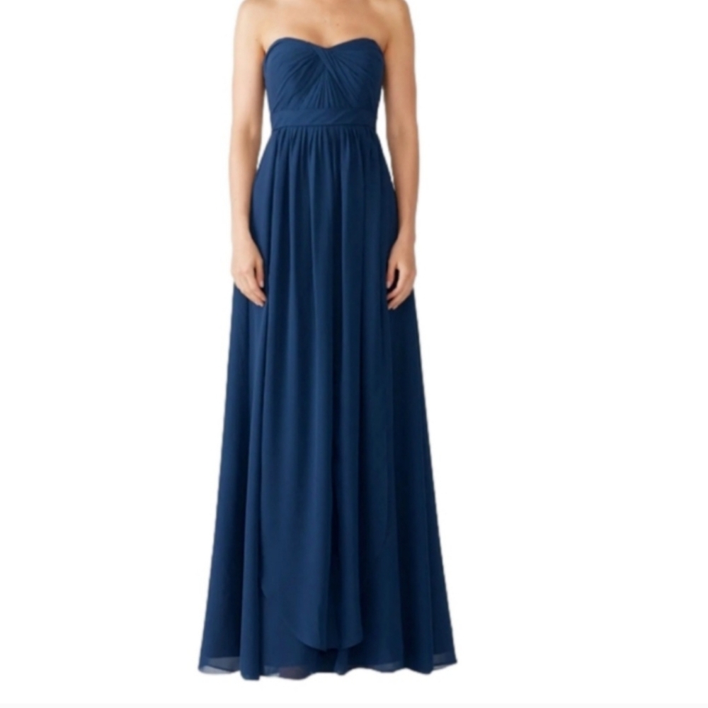 Jenny Yoo Aidan strapless chiffon gown ceil blue - Picture 7 of 8